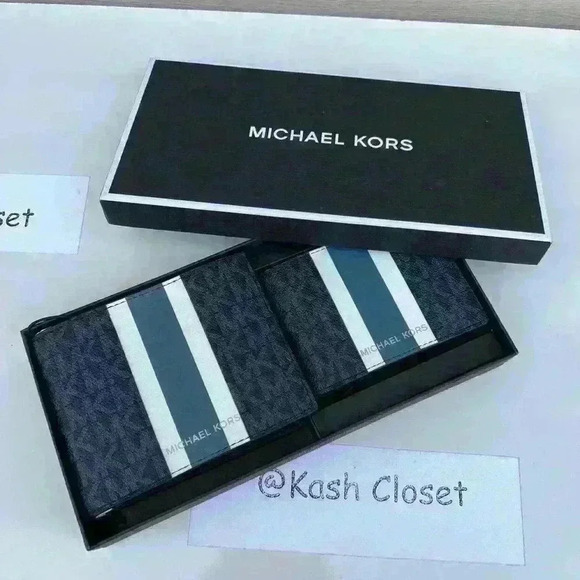 Michael kors Men Wallet Card Case Gift box set Admiral Multi - Picture 7 of 7